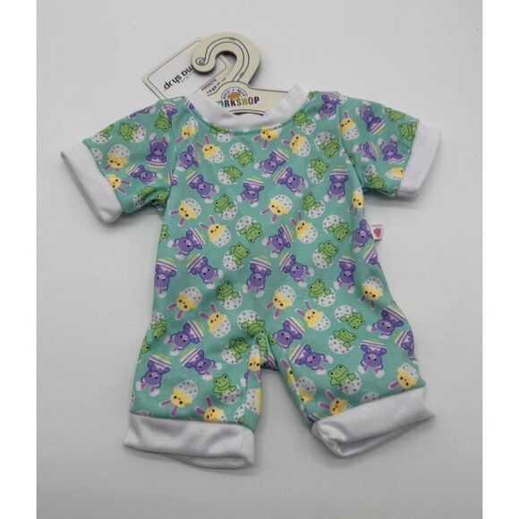 Build A Bear Multicolor Aqua Easter Egg Printed Sleeper Frog Chick Bunny Pajama - Picture 1 of 3